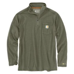 Men's Carhartt Force Relaxed-Fit Midweight Long Sleeve 1/4 Zip Pocket T-Shirt -Carhartt Shop 0 1001 carhartt force relaxed fit midweight long sleeve 1 4 zip pocket t shirt basil heather