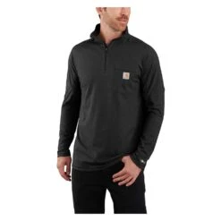 Men's Carhartt Force Relaxed-Fit Midweight Long Sleeve 1/4 Zip Pocket T-Shirt -Carhartt Shop 0 1001 carhartt force relaxed fit midweight long sleeve 1 4 zip pocket t shirt black