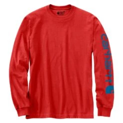 Men's Carhartt Long Sleeve Logo T-Shirt -Carhartt Shop 0 1001 carhartt long sleeve logo t shirt fire red heather