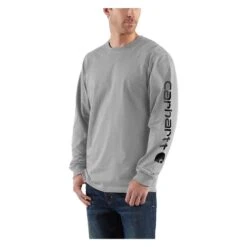 Men's Carhartt Long Sleeve Logo T-Shirt -Carhartt Shop 0 1001 carhartt long sleeve logo t shirt heather gray