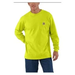Men's Carhartt Long Sleeve Workwear Pocket T-Shirt -Carhartt Shop 0 1001 carhartt long sleeve workwear pocket t shirt brite lime