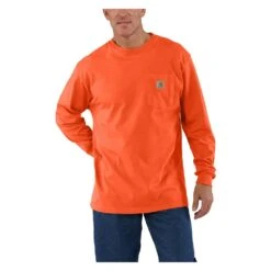 Men's Carhartt Long Sleeve Workwear Pocket T-Shirt -Carhartt Shop 0 1001 carhartt long sleeve workwear pocket t shirt brite orange