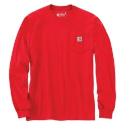 Men's Carhartt Long Sleeve Workwear Pocket T-Shirt -Carhartt Shop 0 1001 carhartt long sleeve workwear pocket t shirt fire red heather