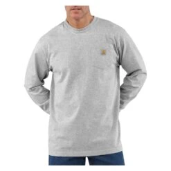 Men's Carhartt Long Sleeve Workwear Pocket T-Shirt -Carhartt Shop 0 1001 carhartt long sleeve workwear pocket t shirt heather gray