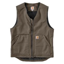 Men's Carhartt Washed Duck Sherpa-Lined Vest -Carhartt Shop 0 1001 carhartt washed duck sherpa lined vest driftwood
