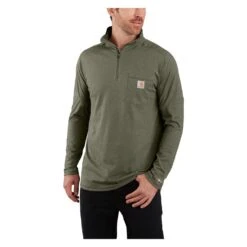 Men's Carhartt Force Relaxed-Fit Midweight Long Sleeve 1/4 Zip Pocket T-Shirt -Carhartt Shop 1 1001 carhartt force relaxed fit midweight long sleeve 1 4 zip pocket t shirt basil heather