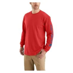 Men's Carhartt Long Sleeve Logo T-Shirt -Carhartt Shop 1 1001 carhartt long sleeve logo t shirt fire red heather