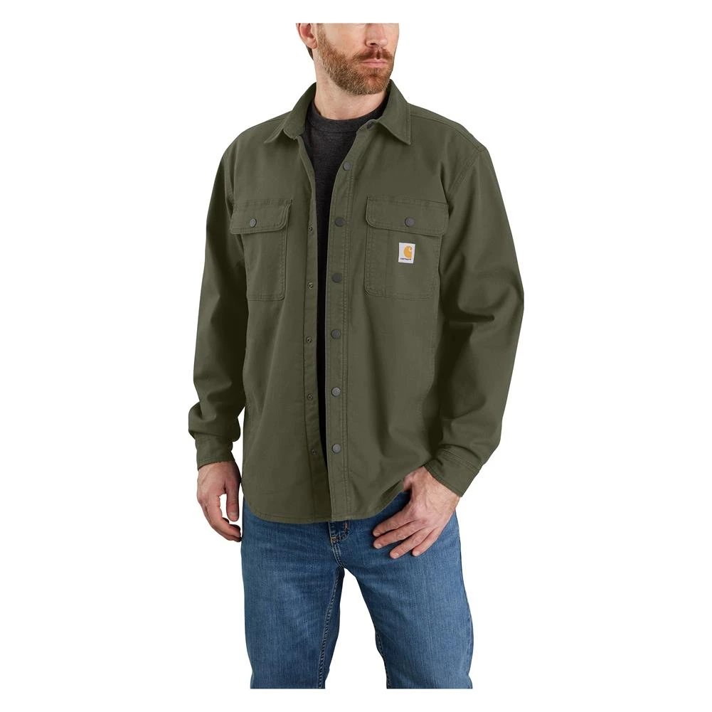 Men's Carhartt Rugged Flex Relaxed Fit Canvas Fleece-Lined Shirt Jac 2 Men's Carhartt Rugged Flex Relaxed Fit Canvas Fleece-Lined Shirt Jac - Image 2