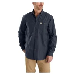 Men's Carhartt Rugged Flex Rigby Long Sleeve Work Shirt -Carhartt Shop 1 1001 carhartt rugged flex rigby long sleeve work shirt navy